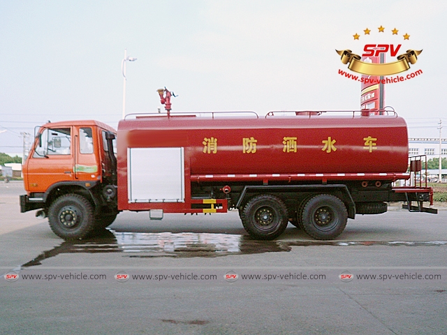 Side view of Water Bowser with fire pump-Dongfeng